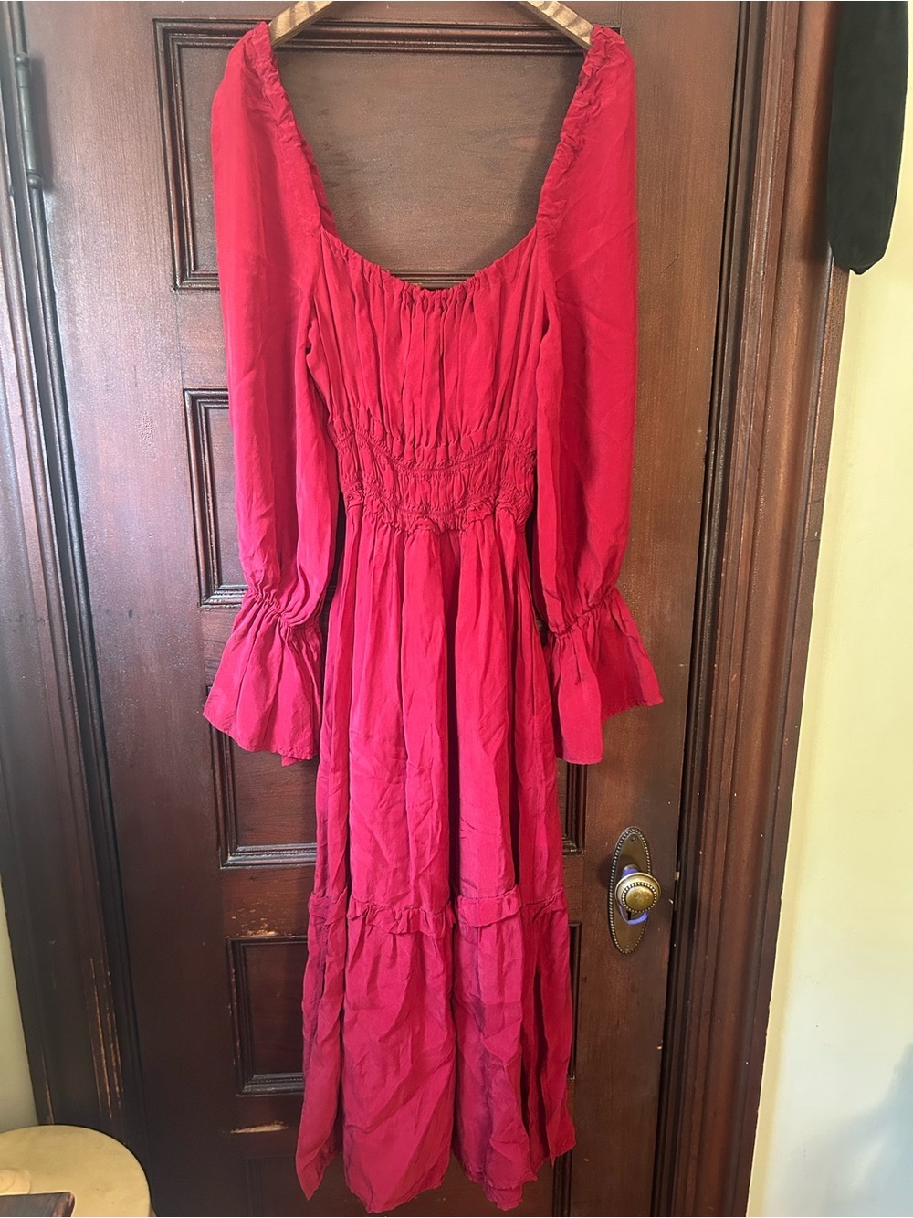 Anthropologie x OhSevenDays Willa Red Midi Dress Peasant Cottagecore Boho Medium - Picture 4 of 8